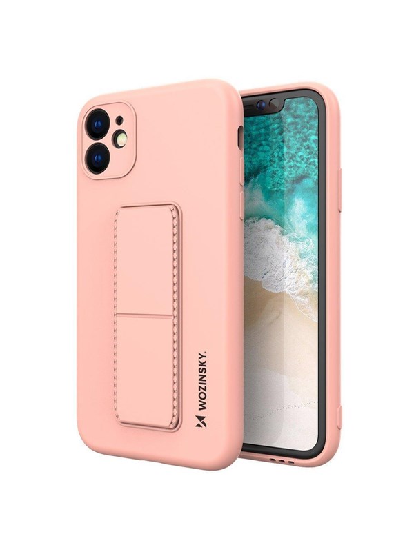 Wozinsky Kickstand Case Silicone Case with Stand Samsung Galaxy A22 4G Case Pink