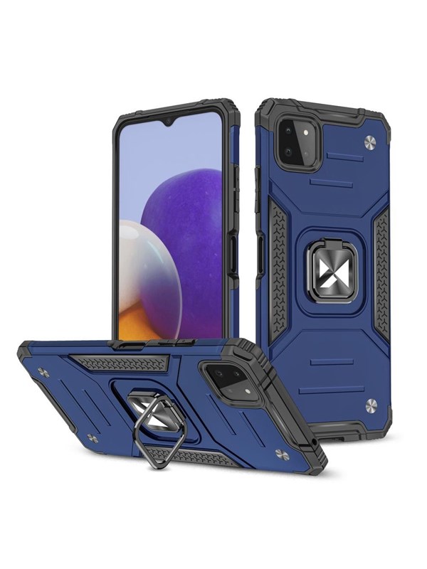 Wozinsky Ring Armor Armored Hybrid Case Cover + Magnetic Holder Samsung Galaxy A22 4G Blue
