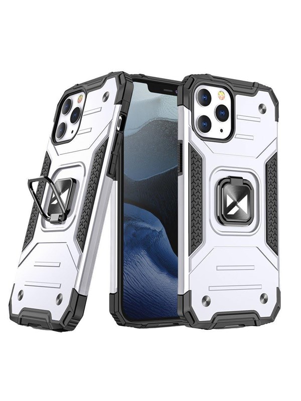 Wozinsky Ring Armor Hybrid Case Cover + Magnetic Holder iPhone 13 Pro Max Silver