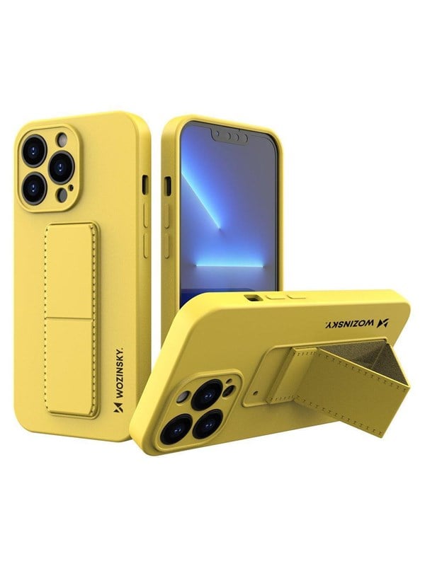 Wozinsky Kickstand Case Silicone Case with Stand iPhone 13 mini yellow