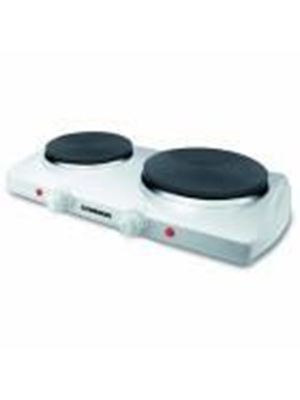 Melissa Dubbele elektrische Kookplaat - 2300W - 2 kookzones - 18,5 en 15,5 cm per diameter - 5 warmtestanden - Antislip Voetjes - Wit
