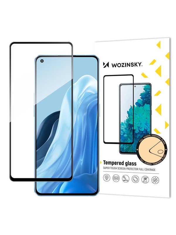 Wozinsky Super Durable Full Glue Tempered Glass Full Screen Protector Frame Case Friendly Oppo Reno7 Pro 5G Black