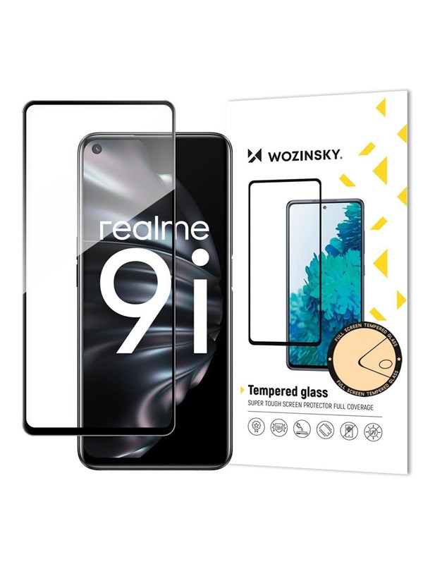 Wozinsky Super Durable Full Glue Tempered Glass Full Screen Protector with Frame Case Friendly Oppo A76 / Oppo A36 / Realme 9i Black