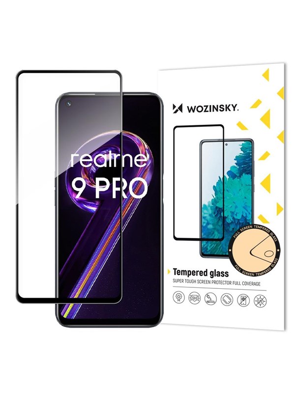 Wozinsky Super Durable Full Glue Tempered Glass Full Screen Protector with Frame Case Friendly Realme 9 Pro Black