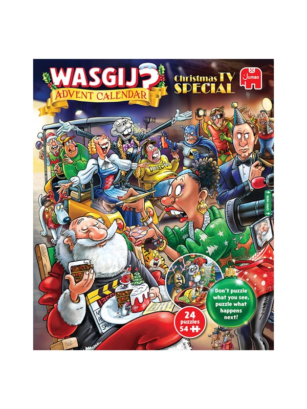 Wasgij Kerstmis Adventskalender 2026 - Kerstmis tv-special - 24 puzzels met 54 stukjes - Aftelkalender - Advent Calender