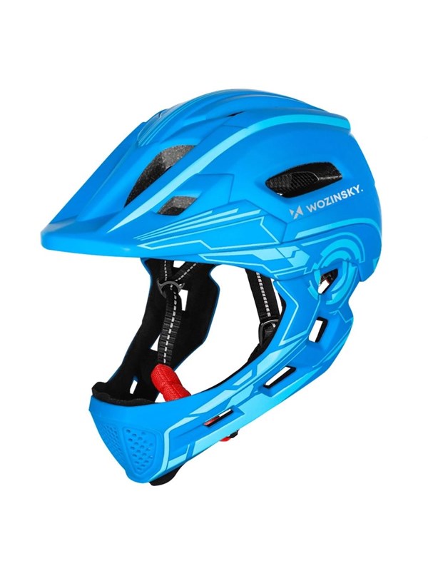 Wozinsky Fullface Children's Bicycle Helmet with USB Rear Light 52-56 cm - Blue