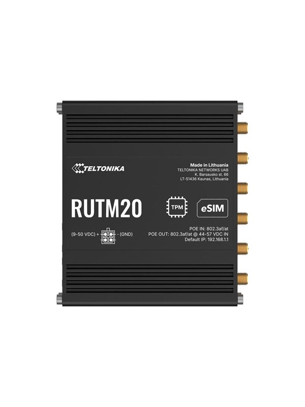 Teltonika RUTM20 - wireless router - WWAN - Wi-Fi 5 LTE - 5G 4G 3G - DIN rail mountable surface-mountable wall-mountable - Wireless router 802.11a/b/g/n/Wi-Fi 5 Wave 2
