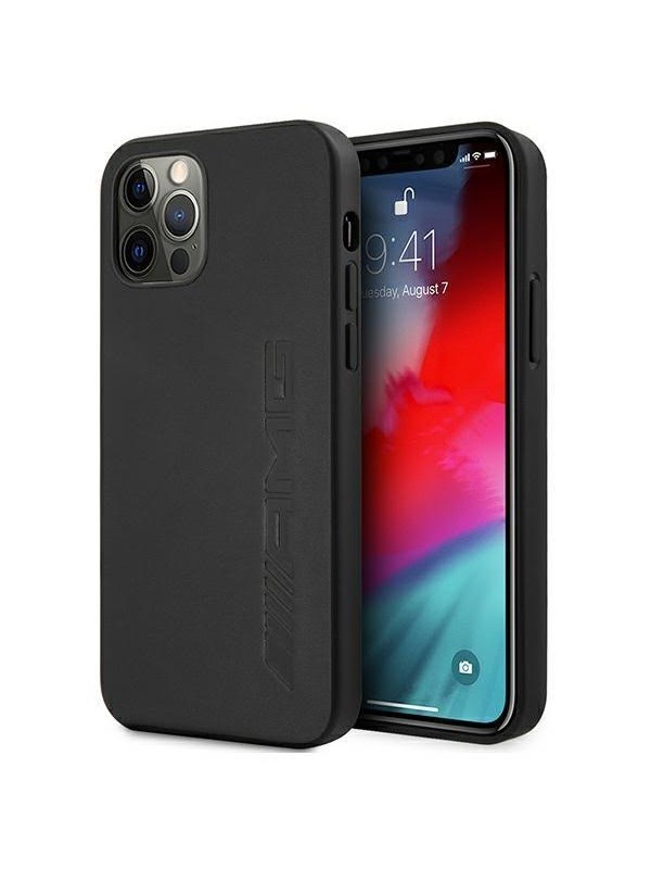 iPhone 12 Pro Max Backcase hoesje - Mercedes-Benz - Effen Zwart - Leer
