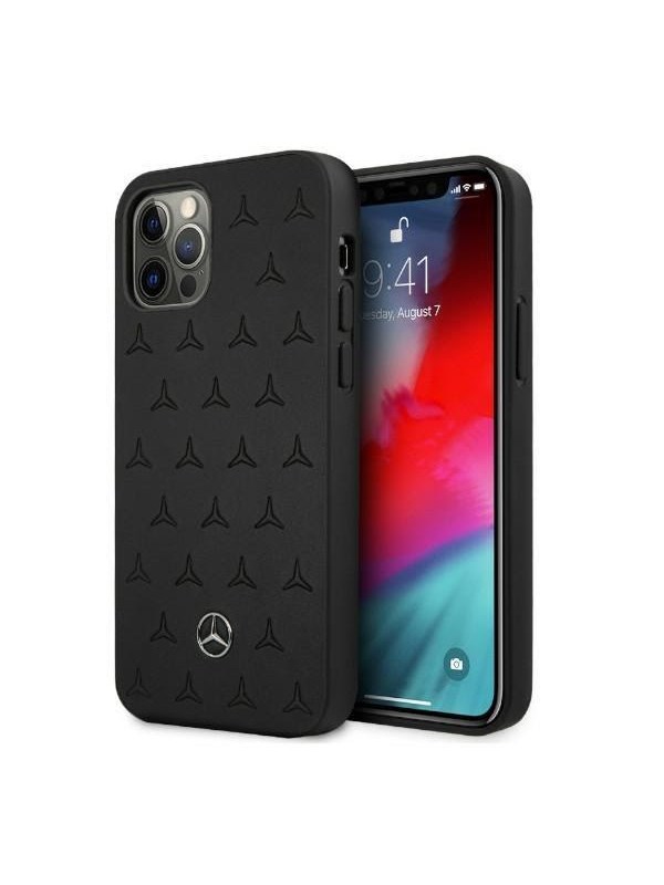 Backcase hoesje geschikt voor iPhone 12 Pro Max - Mercedes-Benz - Effen Zwart - Leer