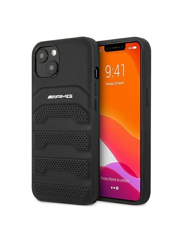 iPhone 13 Mini Backcase hoesje - Mercedes-Benz - Effen Zwart - Leer