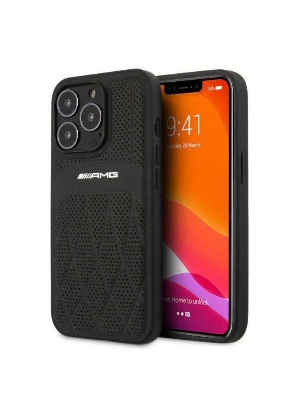 AMG hoesje voor iPhone 13 Pro - Hardcase Backcover - Curved Lines - White Logo - Zwart