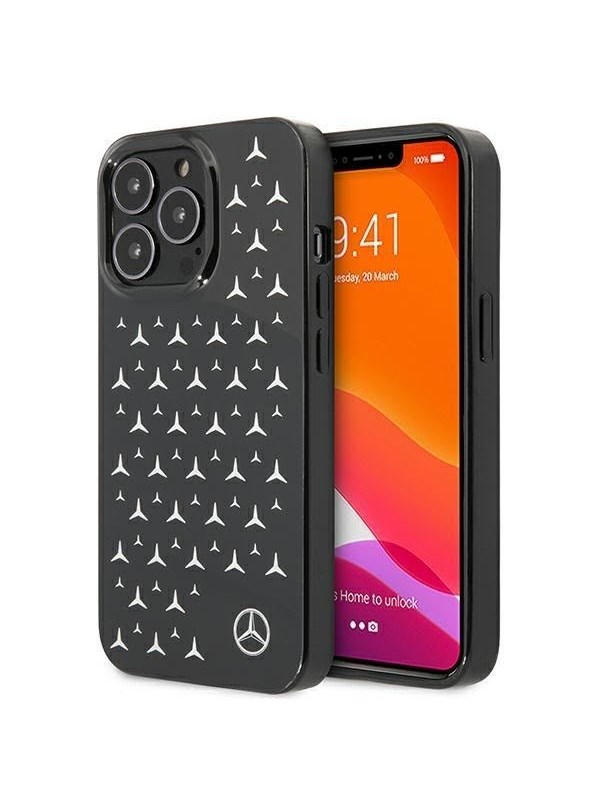 Mercedes Silver Stars Pattern Case for iPhone 13 Pro / iPhone 13 - Black