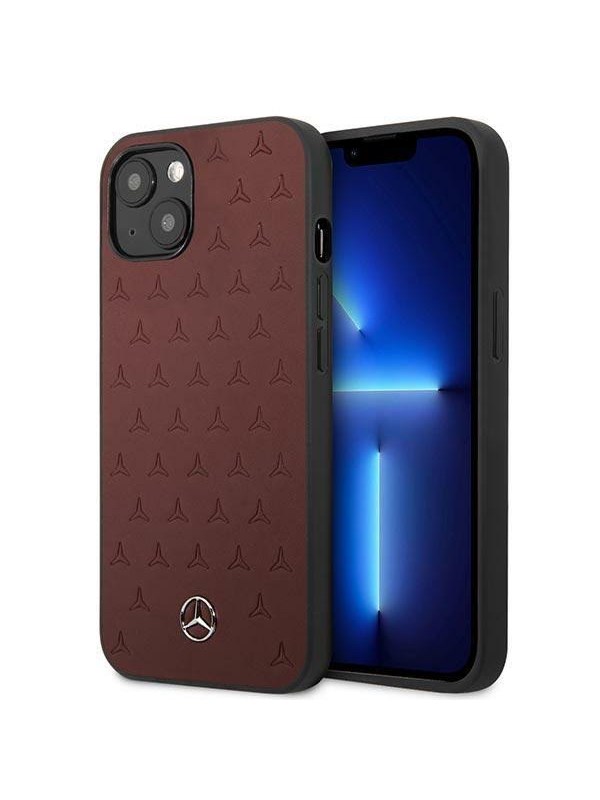 Mercedes-Benz Stars Leather Back Case - Geschikt voor Apple iPhone 13 Mini (5.4") - Rood