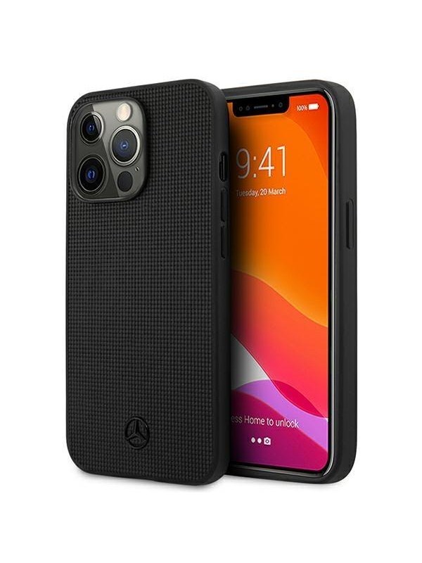 Mercedes-Benz Leather Back Cover Smartphonehoesje voor Apple iPhone 13 Pro - Bescherm uw Telefoon, Zwart.