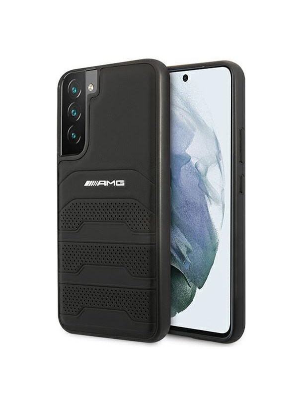 Mercedes AMG Genuine Leather Perforated geschikt voor Samsung S22 Plus hoesje
