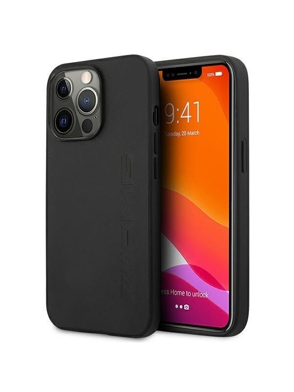 iPhone 14 Pro Backcase hoesje - Mercedes-Benz - Effen Zwart - Leer