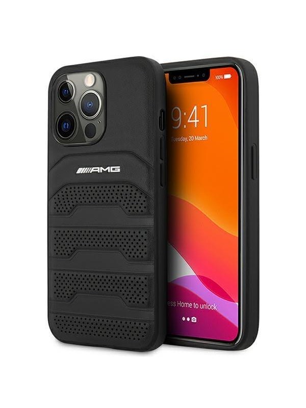 Mercedes-Benz AMG Perforated Back Case - Geschikt voor Apple iPhone 14 Pro Max (6.7") - Zwart