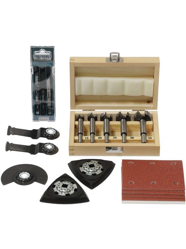 Makita houtbewerkingsset 30-delig ( P-84844 ) Decoupeerzaagbladen, schuurpapier, forstnerboren, multitool-accessoires