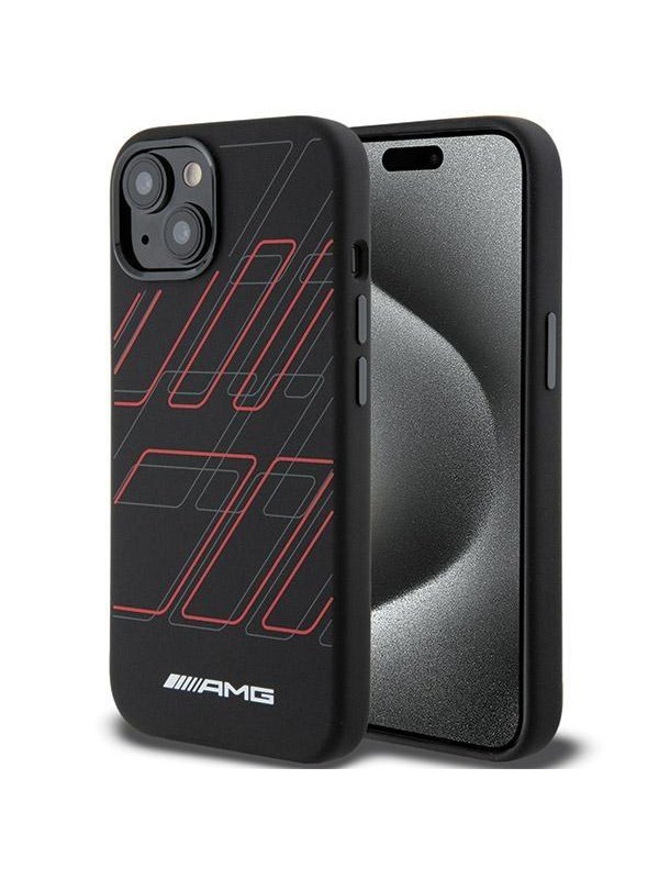 Mercedes-AMG Large Rhombuses Back Case (MagSafe Compatible) - Geschikt voor Apple iPhone 15 Plus (6.7") - Zwart