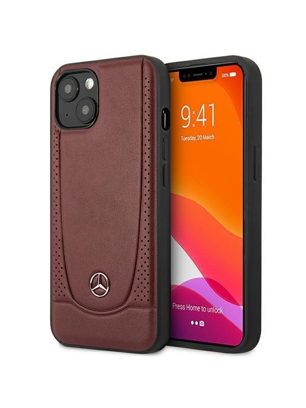 iPhone 15 Backcase hoesje - Mercedes-Benz - Effen Rood - Leer