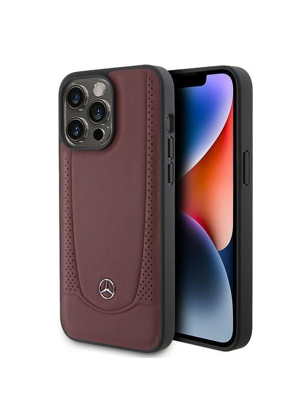 iPhone 15 Pro Backcase hoesje - Mercedes-Benz - Effen Rood - Leer