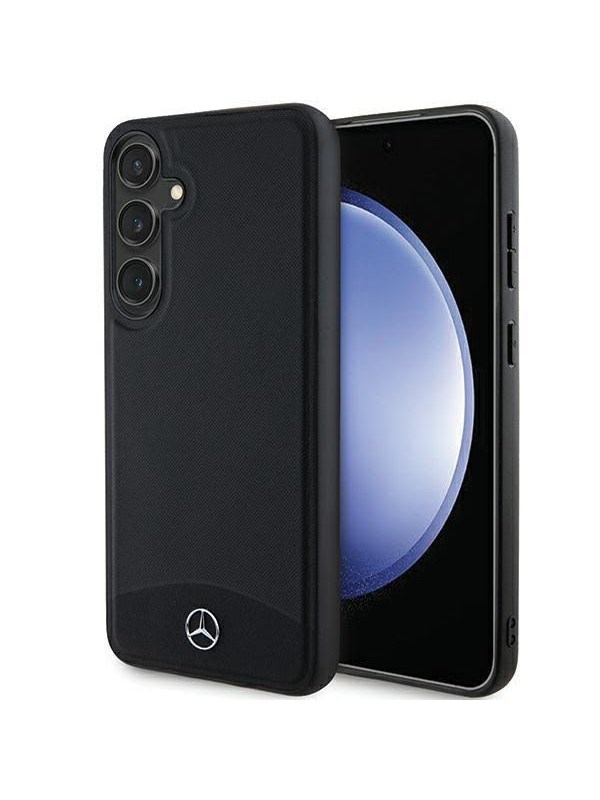 Mercedes Leather Textured & Plain MagSafe Case for Samsung Galaxy S24+ - Black