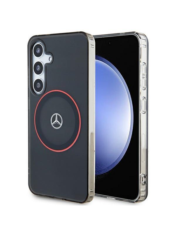 Mercedes-Benz Double Layer Back Case met Red Ring (MagSafe Compatible - Geschikt voor Samsung Galaxy S24 (S921) - Zwart