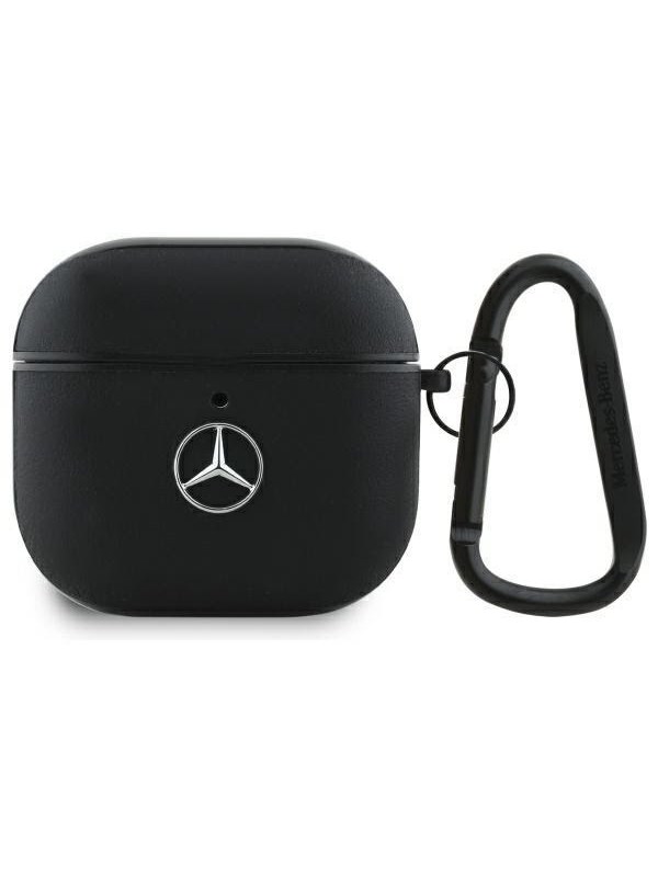 Mercedes Airpods 4 Hoesje Lederen Hoesje Met Metalen Logo Voor Bliksem