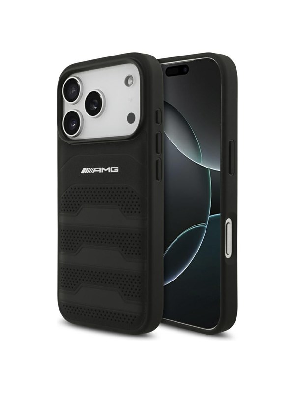Mercedes-Benz Backcase hoesje geschikt voor iPhone 17 Pro - Effen Zwart - Leer