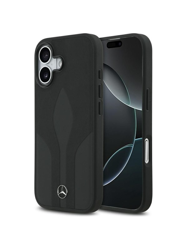 Mercedes-Benz Backcase hoesje geschikt voor iPhone 17 - Effen Zwart - Leer