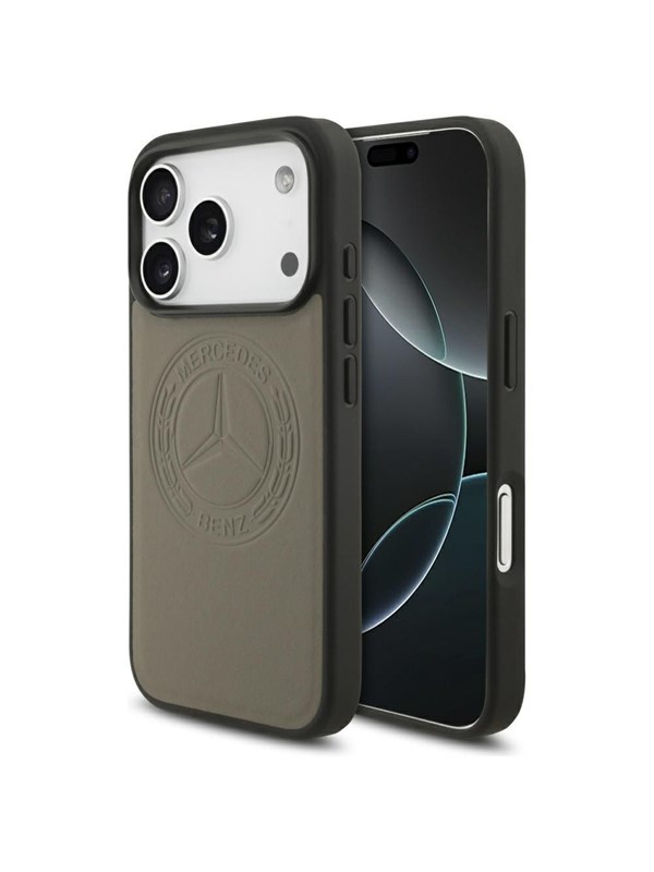 Mercedes Leather Vintage MagSafe Logo Case for iPhone 17 Pro - Beige