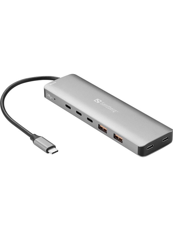 Sandberg 136-79 laptop dock & poortreplicator Bedraad USB 3.2 Gen 2 (3.1 Gen 2) Type-C Grijs