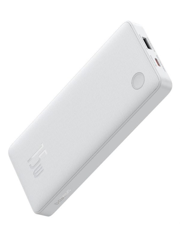 Baseus Airpow Lite 10000mAh 15W Power Bank with Simple USB-A - USB-C 30cm Cable - White - 10000 mAh