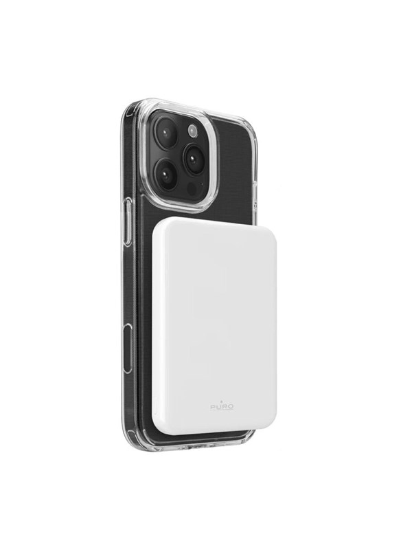 Puro Mag Plus 5000mAh 20W Qi2 compatible with MagSafe 1x USB-C Power Delivery - white - 5000 mAh