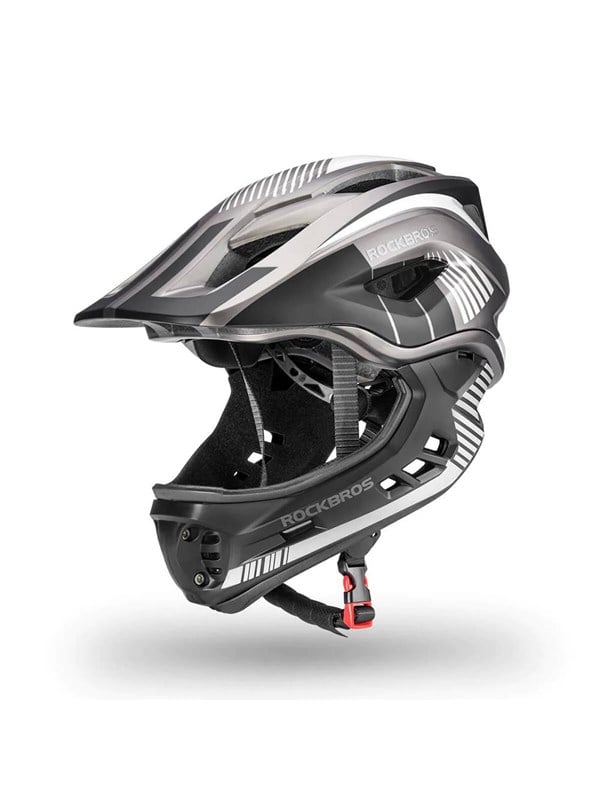 Rockbros TT-32SBTG-M children's bicycle helmet with removable chinbar size M - gray