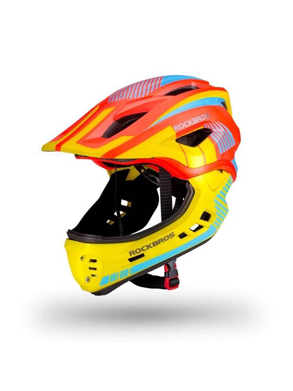 Rockbros TT-32SOYB-M children's bicycle helmet with detachable chinbar size M - yellow-orange