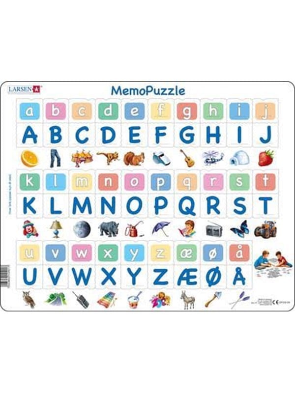 Larsen Puzzles Puzzle MemoPuzzle. The alphabet with 29 uppercase and lowercase letters - 58 pieces Maxi (36.5x28.5 cm) 2D Puzzels