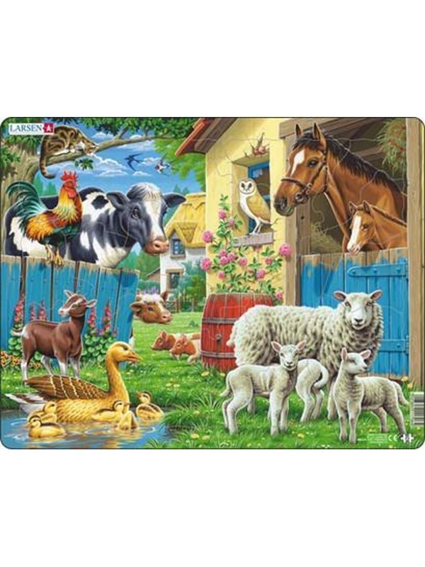 Larsen Boerderijdieren – Puzzel – Dieren – Boerderij – Educatieve legpuzzel voor kinderen – 23 stukjes – Gemaakt in Noorwegen – Extra dikke 2,5 mm stukjes – Tray met vaste rand