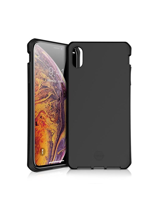 ITSkins Hoesje geschikt voor Apple iPhone XS Max Telefoonhoesje Flexibel TPU | ITSkins SpectrumSolid Backcover Shockproof | Schokbestendig iPhone XS Max Telefoonhoesje | Anti Shock Proof - Plain Black | Zwart