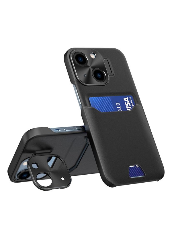 Hurtel Leather Stand Case - Smartphonehoesje - Samsung Galaxy S23+ - Portemonnee - Standaard - Zwart