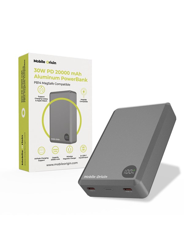Mobile Origin 30W PD 20000mAh Aluminum PowerBank PB14 MagSafe Compatible - 20000 mAh