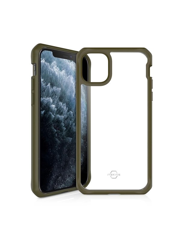 ITSkins Hoesje geschikt voor Apple iPhone 11 Pro Telefoonhoesje Hardcase | ITSkins HybridSolid Backcover Shockproof | Schokbestendig iPhone 11 Pro Telefoonhoesje | Anti Shock Proof - Kaki | Transparant,groen