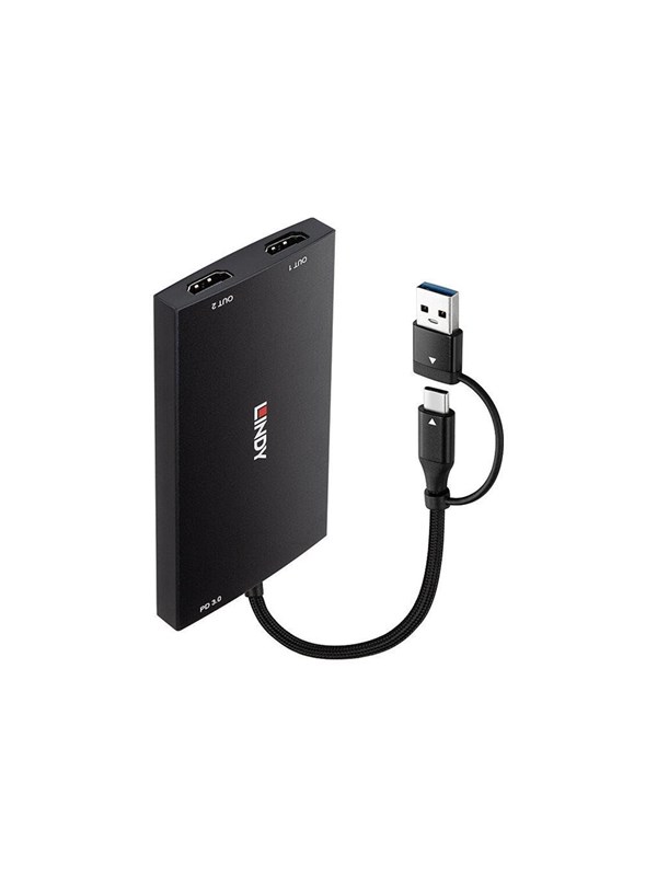 Lindy USB Type A and C to Dual HDMI 4K60 Converter