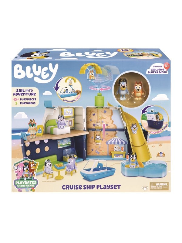 BLUEY - 3 in 1 Transformerend Cruiseschip Speelset - Incl. Bluey en Bingo speelfiguren - Uitklapbaar