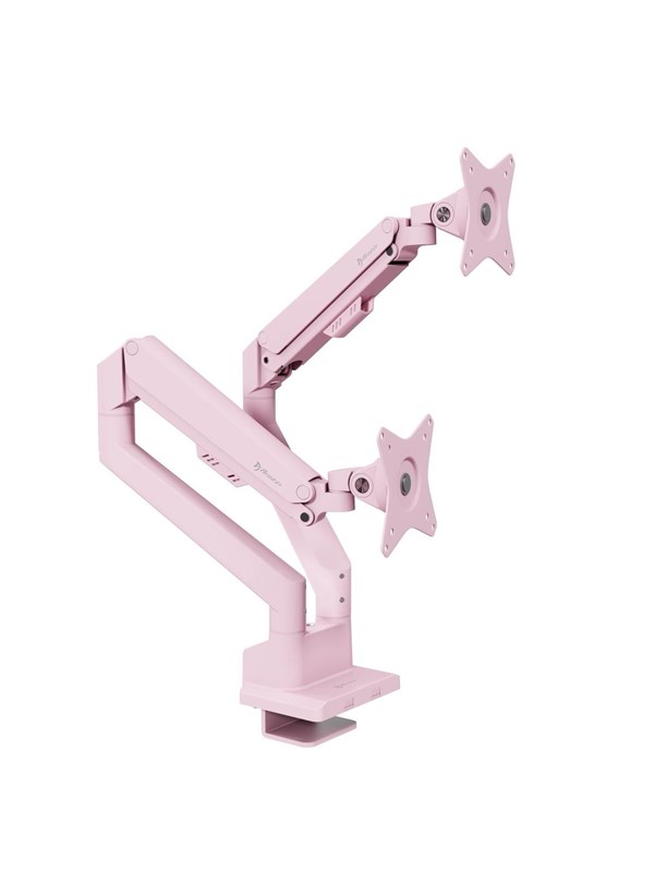 Arozzi Alzare Neo Dubbele Monitor Arm - Gasfeder - Kabelbeheer - 17" tot 34" - Roze