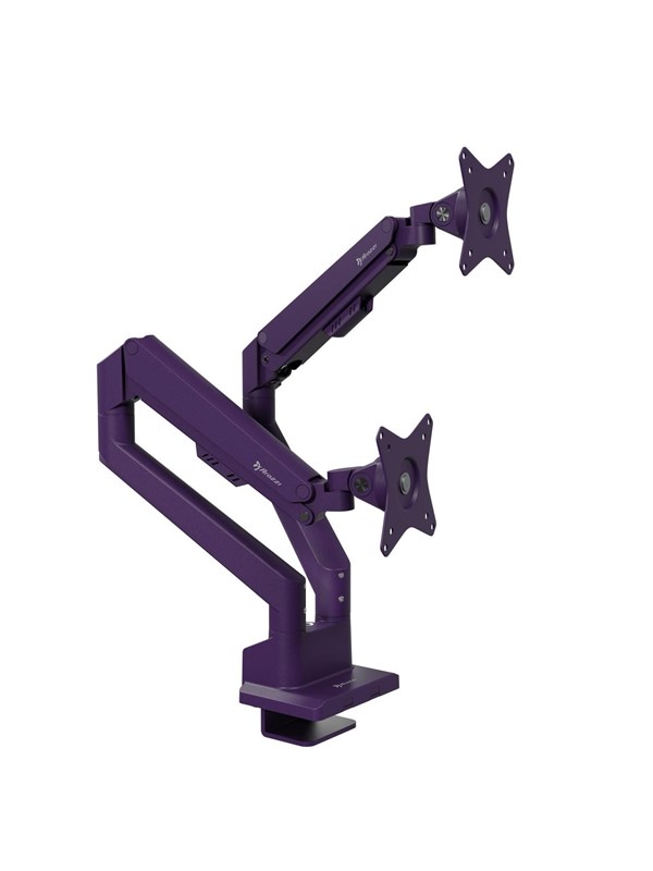 Arozzi Alzare Neo Dubbele Monitor Arm - Gasfeder - Kabelbeheer - 17" tot 34" - Paars