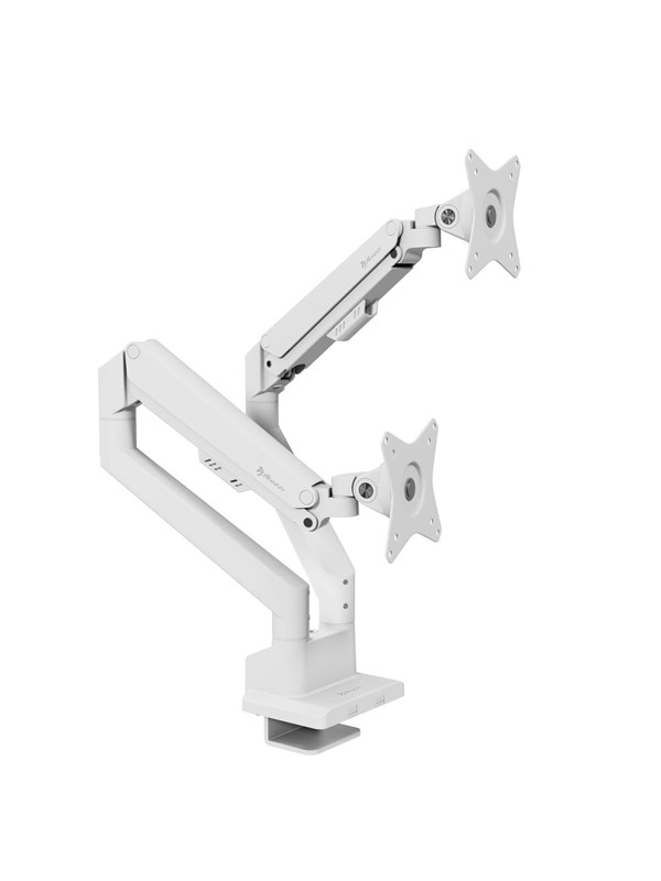 Arozzi Alzare Neo Dubbele Monitor Arm - Gasfeder - Kabelbeheer - 17" tot 34" - Wit