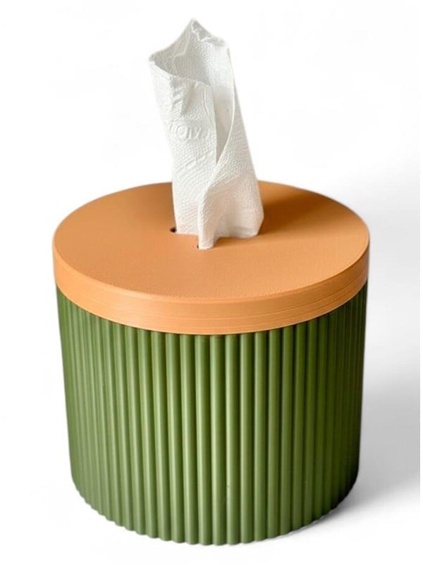 Simiu Paper Dispenser - Round - Olive Green/Beige - 13.5cm