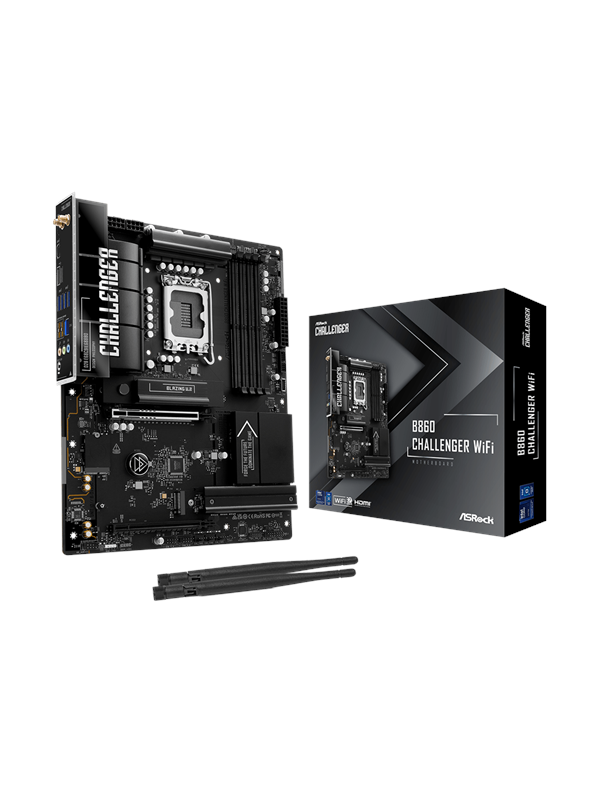 ASRock B860 Challenger WiFi Moederbord - Intel B860 - Intel LGA1851 - DDR5 RAM - ATX