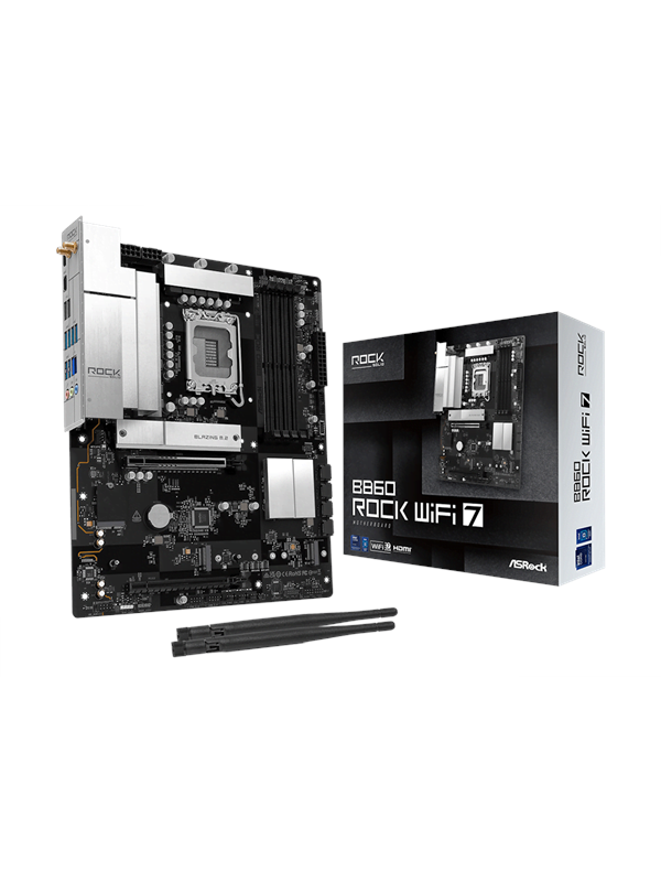 ASRock B860 Rock WiFi 7 Moederbord - Intel B860 - Intel LGA1851 - DDR5 RAM - ATX